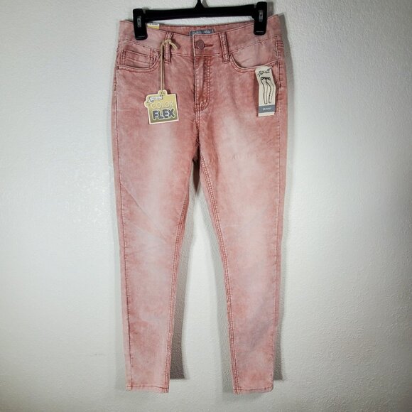 Indigo Rein Denim - Indigo Rein Womens Color Flex Midrise Skinny Jeans Size 7 Pink Denim Blend